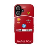 Lewis Hamilton 2025 Ferrari Formula 1 Race suit inspired phone case for iPhone, Samsung Galaxy, and Google Pixel Devices