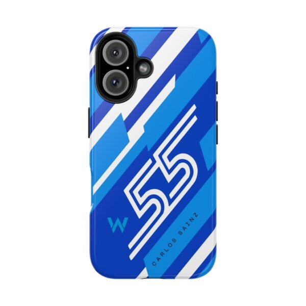 7201649797400569024_4096.jpeg Carlos Sainz 55 Blue and White F1 Phone Case