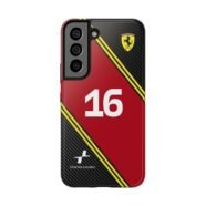 Leclerc CL16 Carbon Fiber Phone Case for iPhone and Samsung Formula Racing CL16 Tough Phone Cover with Carbon Fiber Design