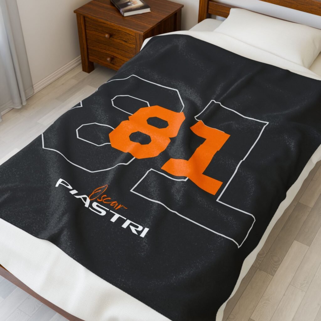 Oscar Piastri PIA 81 Velveteen Plush Blanket Racing Throw Soft Plush Blanket with Number 81 Racing Design Snuggly Motorsport PIA 81 Throw Blanket Warm Oscar Piastri Racing Fan Blanket Cozy Formula 1 Racing Number 81 Plush Blanket
