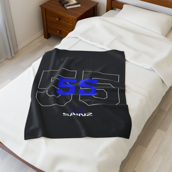 18088107903349754195_2048.jpeg Carlos SAI 55 Velveteen Plush Blanket – Racing Throw Blanket for Fans