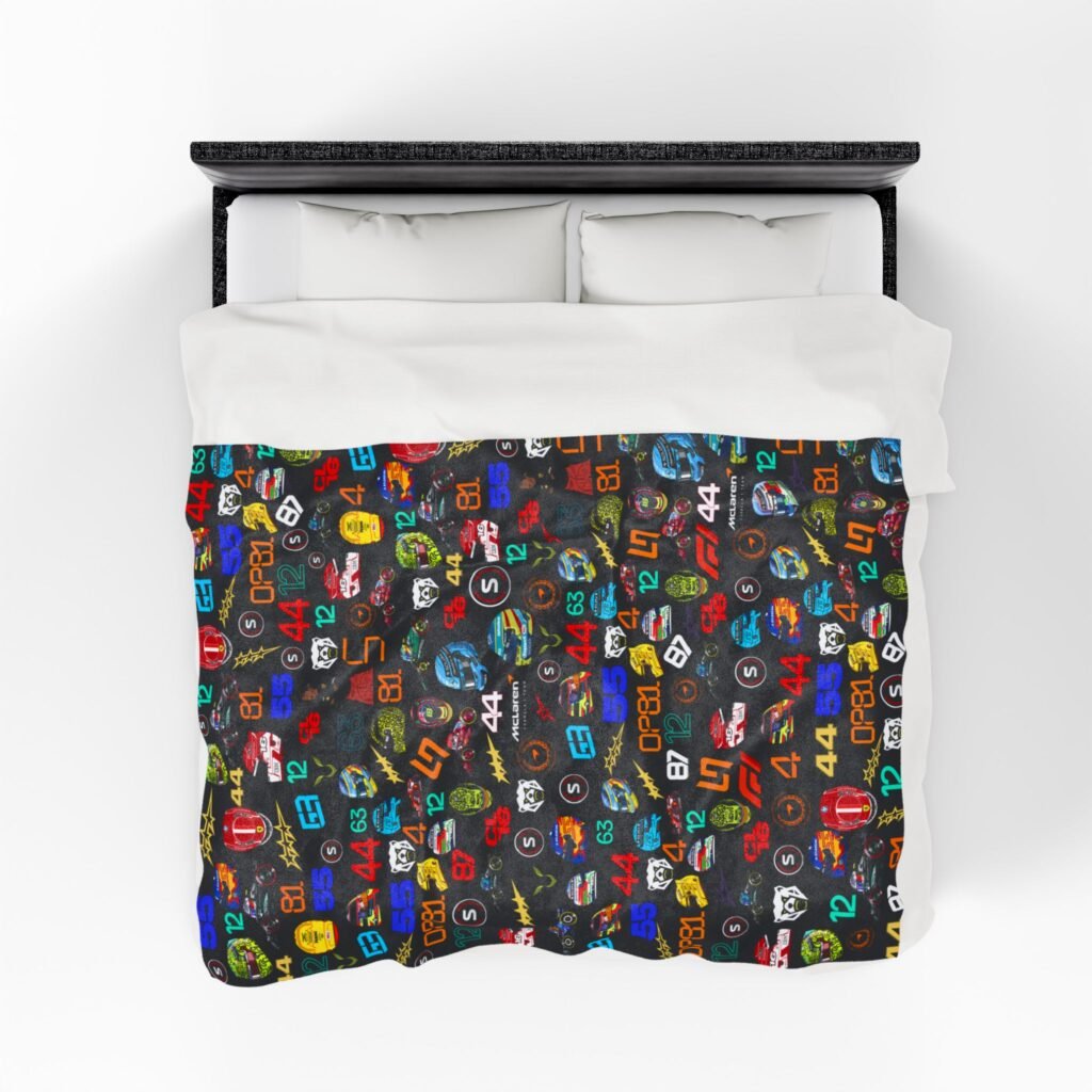 2025 F1 Doodle Plush Throw Blanket – Cozy Home Décor for Racing Fans