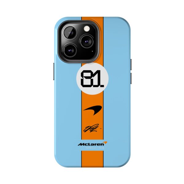 Oscar Piastri PIA 81 Papaya Phone Case iPhone 2025 Papaya Formula Racing Oscar Piastri Cover Dual-Layer Oscar Piastri PIA 81 Phone Case Sporty Blue Papaya F1 Phone Case Oscar Piastri Motorsport Protective Phone Cover