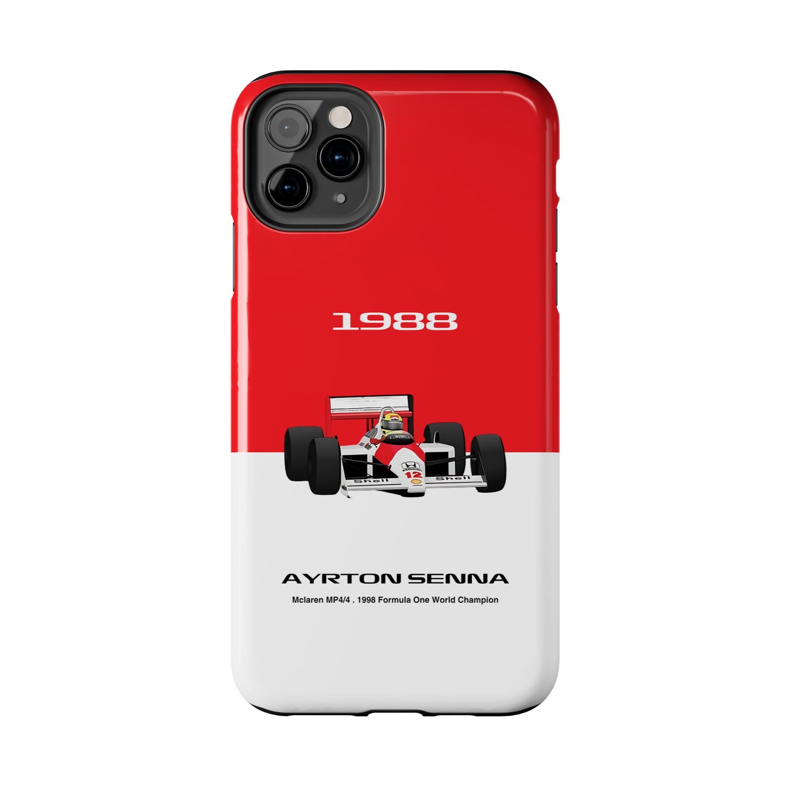 6368342200937868028_4096.jpeg Ayrton Senna Red and White F1 Phone Case