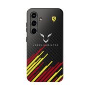 Hamilton LH44 Black Carbon Fiber Phone Case for iPhone LH44 Racing Shockproof Phone Cover Formula 1
