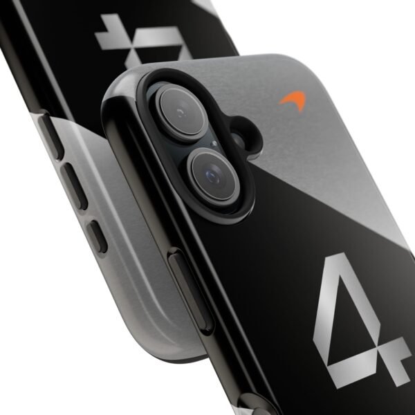 Close-up, iPhone 16 Lando Norris 4 F1 2025 Chrome Finish Phone Case