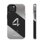 Front and Side, iPhone 14 (1) Lando Norris 4 F1 2025 Chrome Finish Phone Case