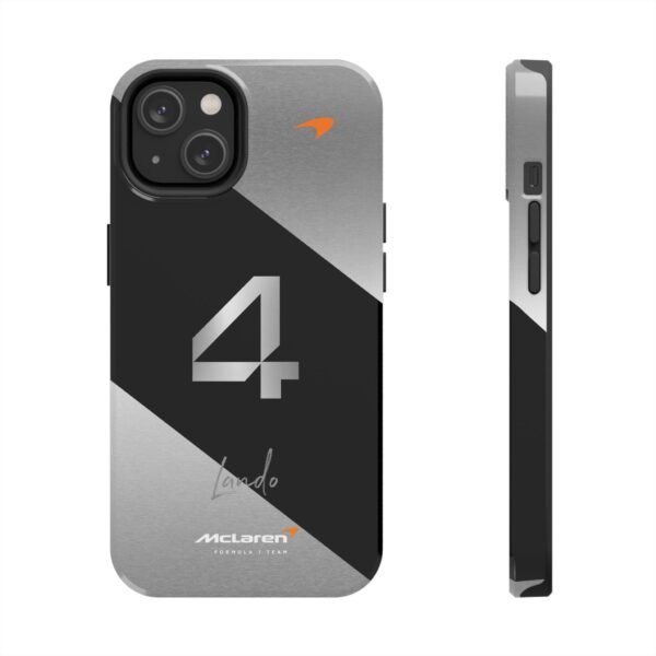 Front and Side, iPhone 14 (1) Lando Norris 4 F1 2025 Chrome Finish Phone Case
