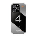 Lando Norris F1 2025 Chrome Finish Phone Case with LN4 design, premium protective cover