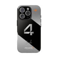 Lando Norris F1 2025 Chrome Finish Phone Case with LN4 design, premium protective cover