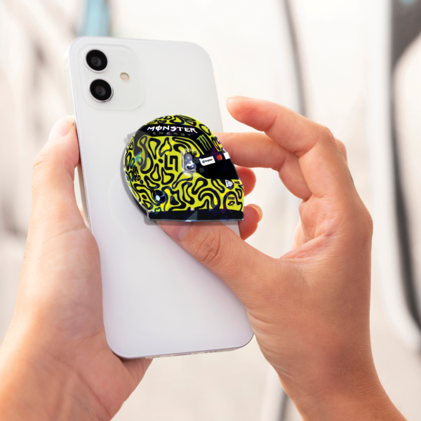 LN helmet view Lando Norris Magnetic Phone Grip – Papaya Helmet Design for Formula 1