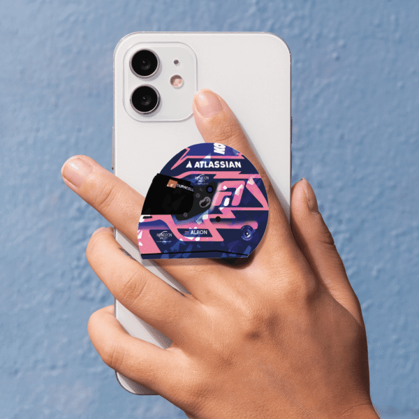Alex Albon helmet-shaped phone grip inspired by Formula 1 design – stylish and functional accessory for smartphones