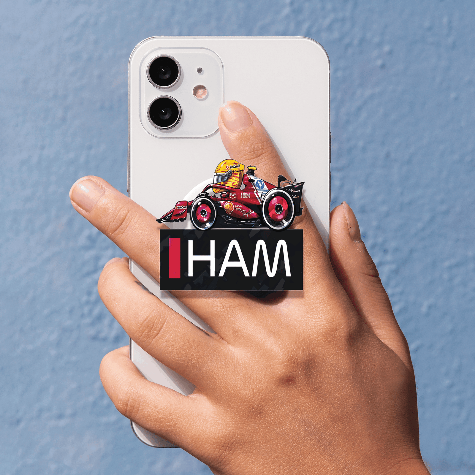 lewis mini 4 Lewis Hamilton Miniature F1 2025 Phone Grip Ferrari Edition
