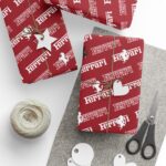 Free Ferrari F1 gift wrap design featuring Charles Leclerc and Lewis Hamilton