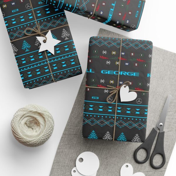 Context 1 (5) Printable Formula 1 gift wrapping paper with holiday ugly sweater design