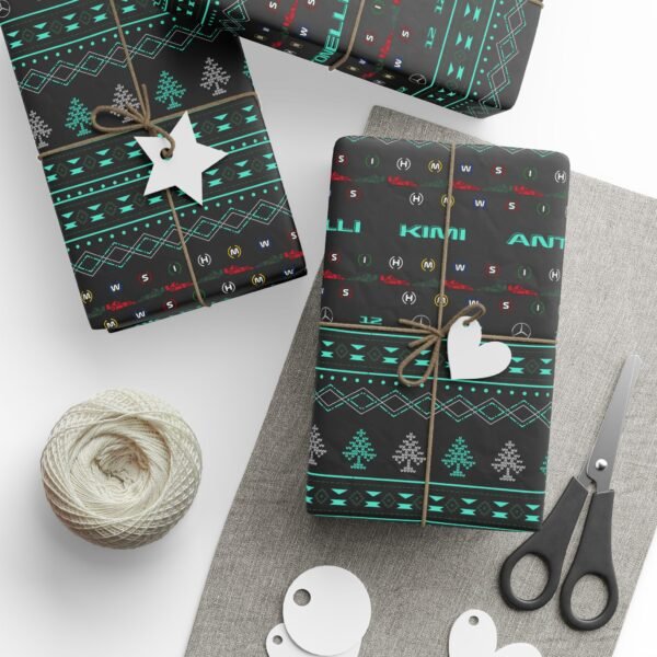 Context 1 (6) Printable Formula 1 gift wrapping paper with holiday ugly sweater design