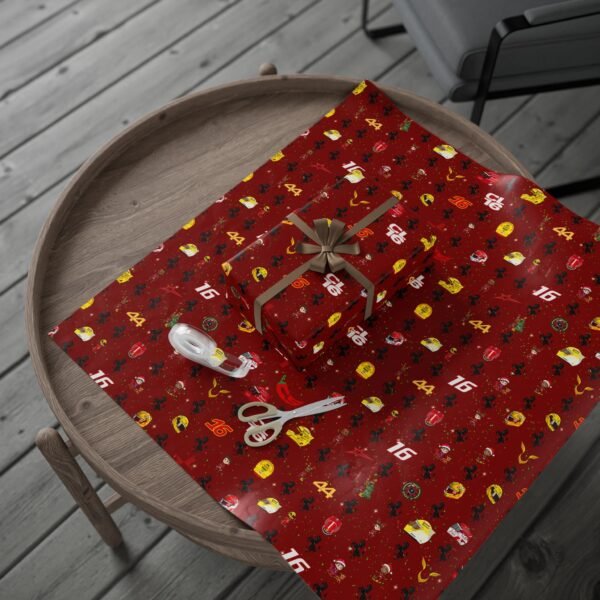 Context 2 (1) Free Ferrari F1 gift wrap design featuring Charles Leclerc and Lewis Hamilton