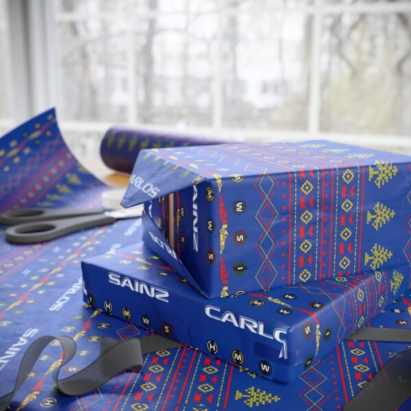 Context 4 (4) Printable Formula 1 gift wrapping paper with holiday ugly sweater design