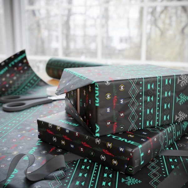 Context 4 (5) Printable Formula 1 gift wrapping paper with holiday ugly sweater design