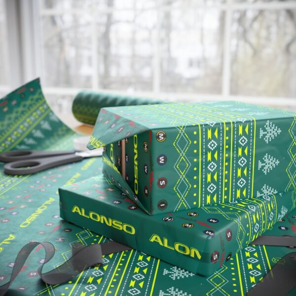 Context 4 (5) Printable Formula 1 gift wrapping paper with holiday ugly sweater design