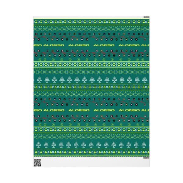 Front (45) Printable Formula 1 gift wrapping paper with holiday ugly sweater design