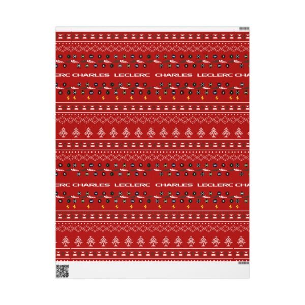 Front (46) Free Ugly Sweater Ferrari F1 gift wrap design featuring Charles Leclerc and Lewis Hamilton