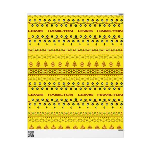 Front (46) Free Ugly Sweater Ferrari F1 gift wrap design featuring Charles Leclerc and Lewis Hamilton