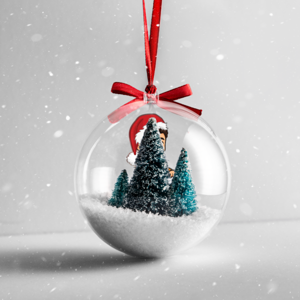 Mockup Clear Plastic Christmas Bauble (2) Lando Norris F1 Christmas Bauble Ornament for McLaren Fans.