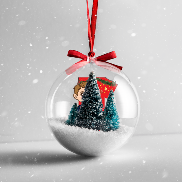 Mockup Clear Plastic Christmas Bauble (3) Max MV1 F1 Christmas Bauble Ornament | Bull Fan Gift