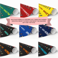F1 Ugly Sweater Gift Wraps - Ready to Print
