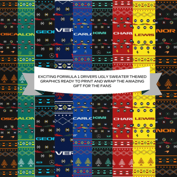 Mockups with Watermark (2) F1 Ugly Sweater Gift Wraps - Ready to Print