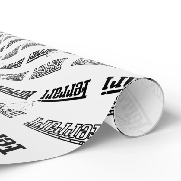 Rolled (3) Free Ferrari F1 gift wrap design featuring Charles Leclerc and Lewis Hamilton