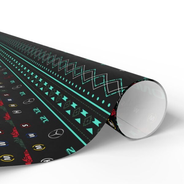 Rolled (8) Printable Formula 1 gift wrapping paper with holiday ugly sweater design
