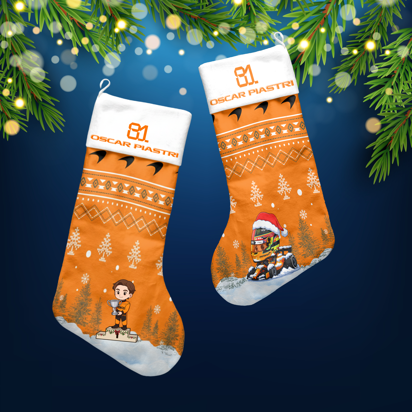 24 Oscar Piastri F1 christmas stocking