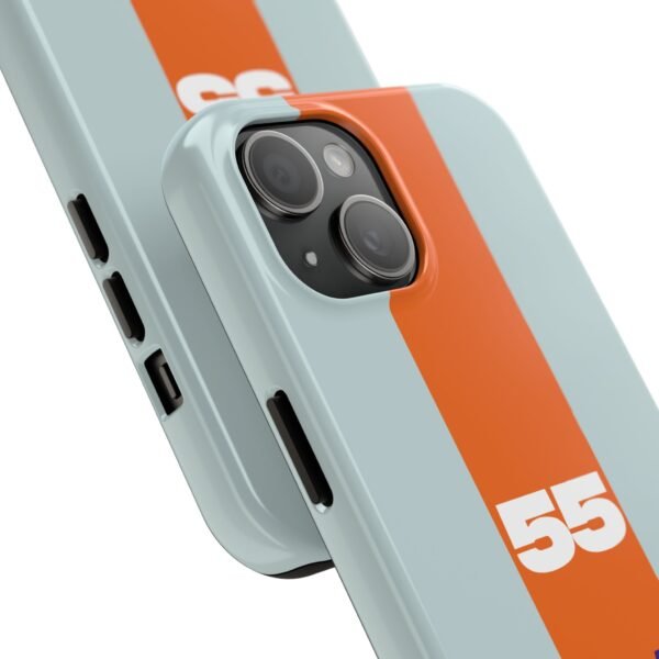 Close-up, iPhone 15 Carlos Sainz Williams F1 GULF 2025 Inspired Phone Case
