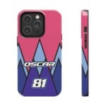 Front and Side, iPhone 14 Pro Oscar Piastri F1 Las Vegas GP 2025 Helmet inspired Phone Case