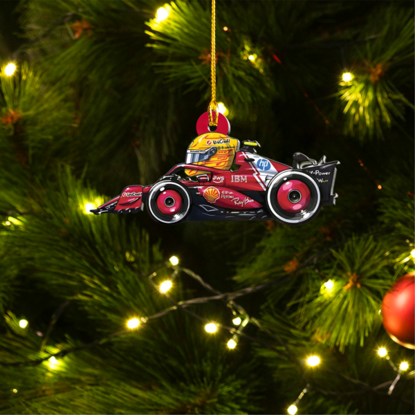 MOCKUP_2 Sided Plastic Custom shaped ornament Original (1) HAM F1 LH44 Christmas Acrylic Ornament | Ferrari Fan Gift