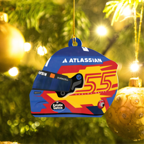 MOCKUP_2 Sided Plastic Custom shaped ornament Original (2) Carlos Sainz F1 CS55 Christmas Acrylic Ornament | F1 Fan Gift