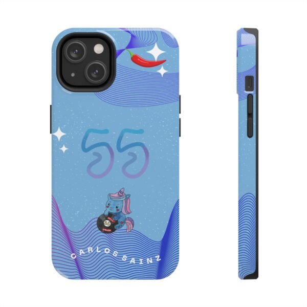 Front and Side, iPhone 14 (1) Carlos Sainz F1 Yas Marina GP 2025 helmet Inspired Phone Case