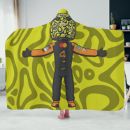 F1 Hoodie Blanket back view showing mini Norris racing suit illustration