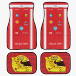 Lewis Hamilton Ferrari car mats inspired by 2026 race suit design