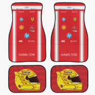 Lewis Hamilton Ferrari car mats inspired by 2026 race suit design