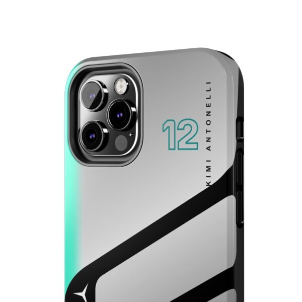 Close-up, iPhone 12 Pro (2) Kimi Antonelli KA12 Phone Case – 2026 Mercedes F1 Livery Inspired Design