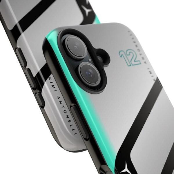 Close-up, iPhone 16 (1) Kimi Antonelli KA12 Phone Case – 2026 Mercedes F1 Livery Inspired Design