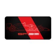 Minimalist black and red SF-26 blueprint desk mat