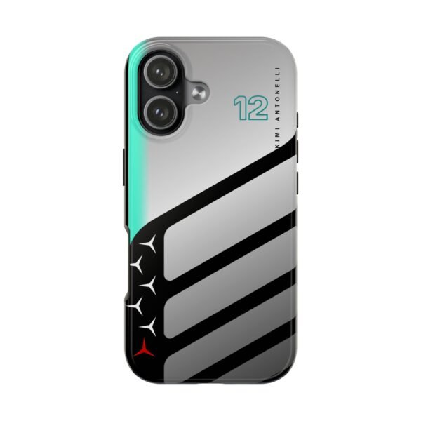 Front, iPhone 17 (6) Kimi Antonelli KA12 Phone Case – 2026 Mercedes F1 Livery Inspired Design