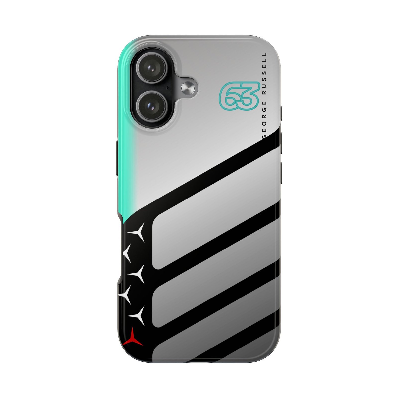 Front, iPhone 17 (7) George Russell GR63 Phone Case – 2026 Mercedes F1 Livery Inspired Design