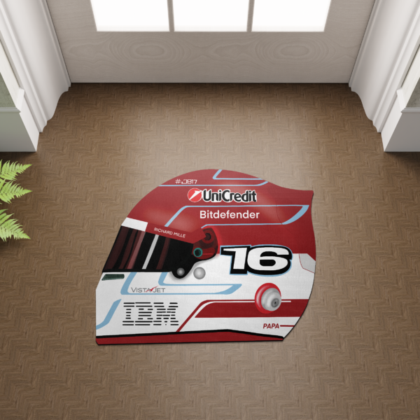 Custom Shaped Mat Mockup Formula 1 2026 Drivers Helmet Shaped Rug | Floor Mat