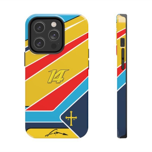 Front and Side, iPhone 14 Pro (5) Fernando Alonso F1 2026 Helmet inspired Phone Case