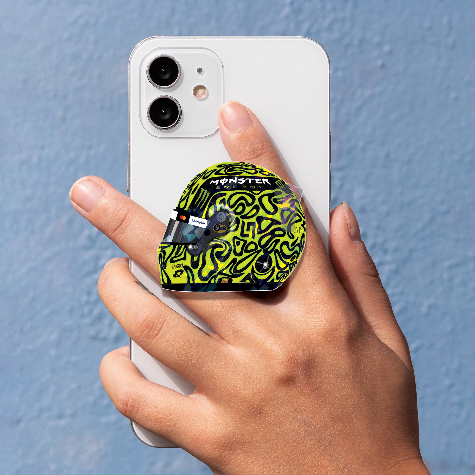 Lando Norris #1 F1 2026 WDC helmet phone grip — custom acrylic McLaren fan accessory